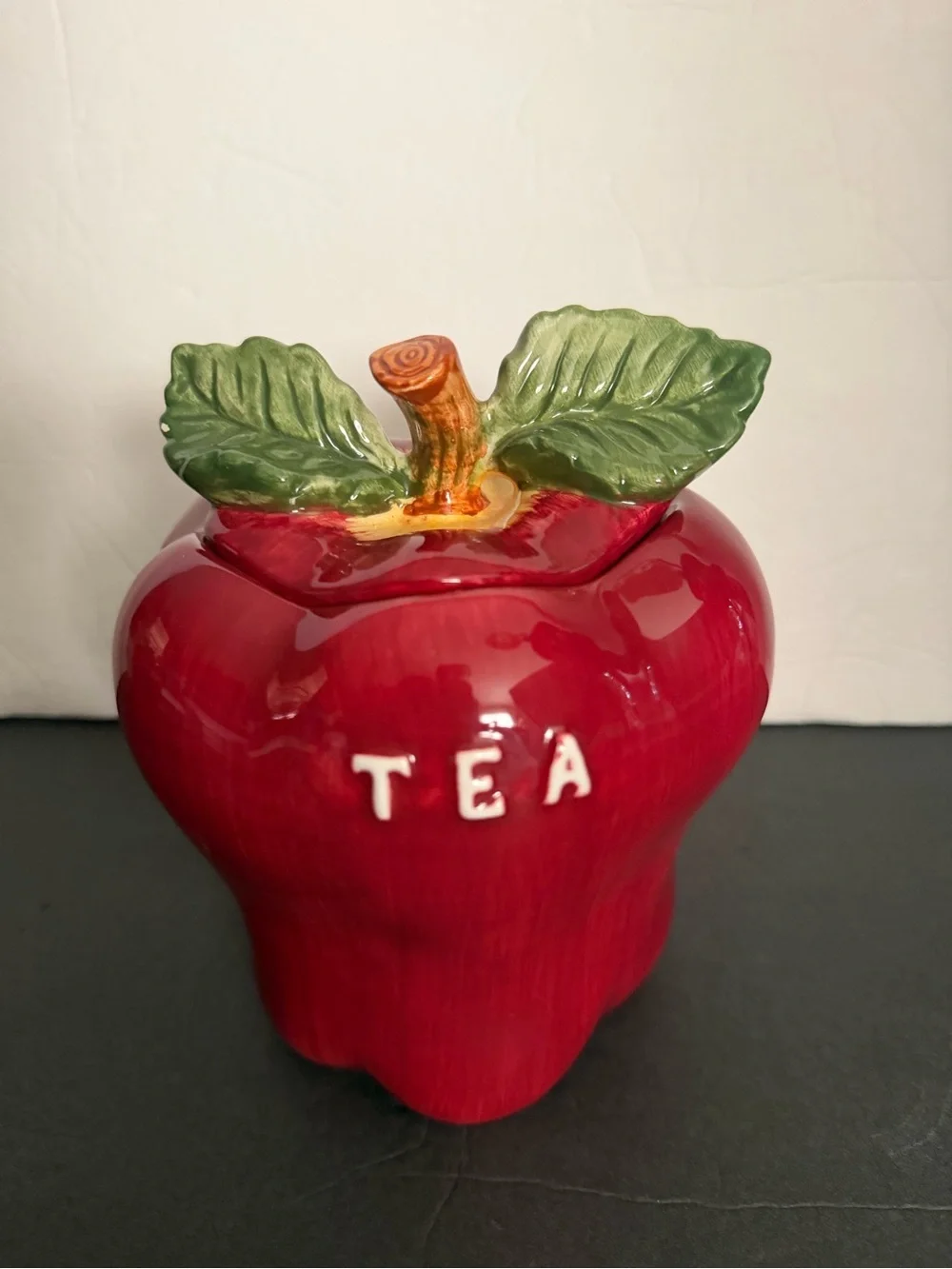 Red Apple Ceramic Tea Coffee Sugar Canister Set - Home Kitchen